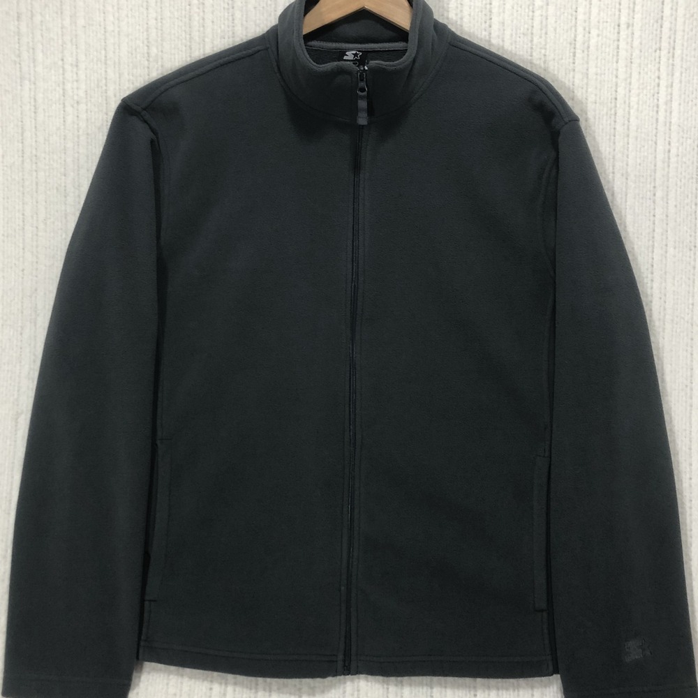 Starter Mens Full Zip Fleece Jacket Charcoal Gray Mock Neck RM32Y012H L 42-44